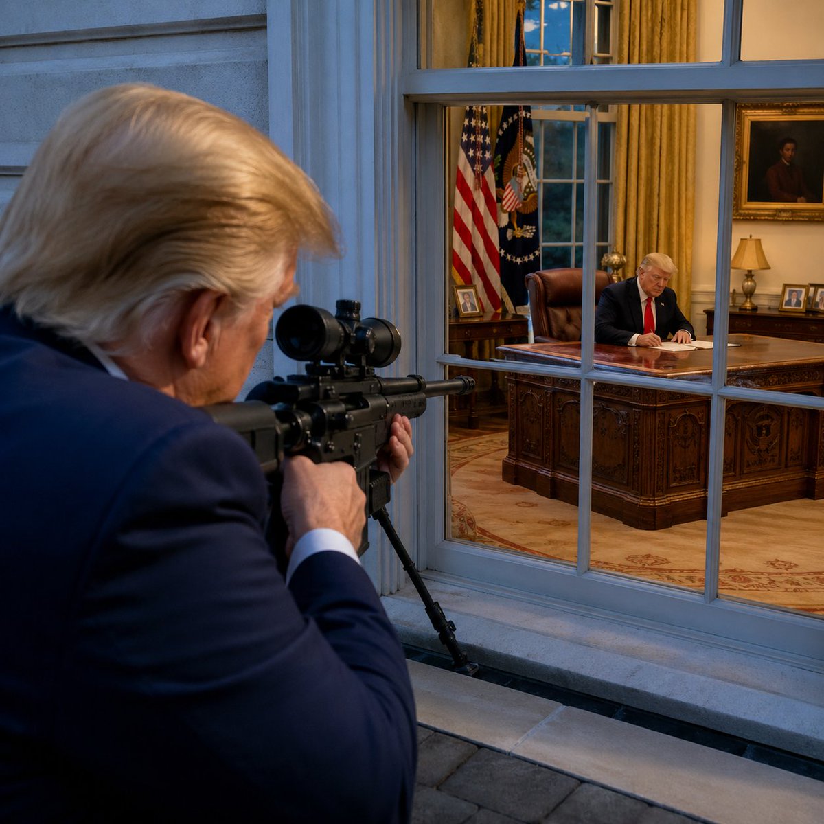 Inaetch's tweet photo. “Praise be to Allah. ” so NOW he's finding religion. After spending years banning Muslims from entering the US, and now he's out here signing off on war threats with this? 
Trump attempting to assassinate himself so Iran can be attacked be like: https://t.co/e3vhVWfUx5