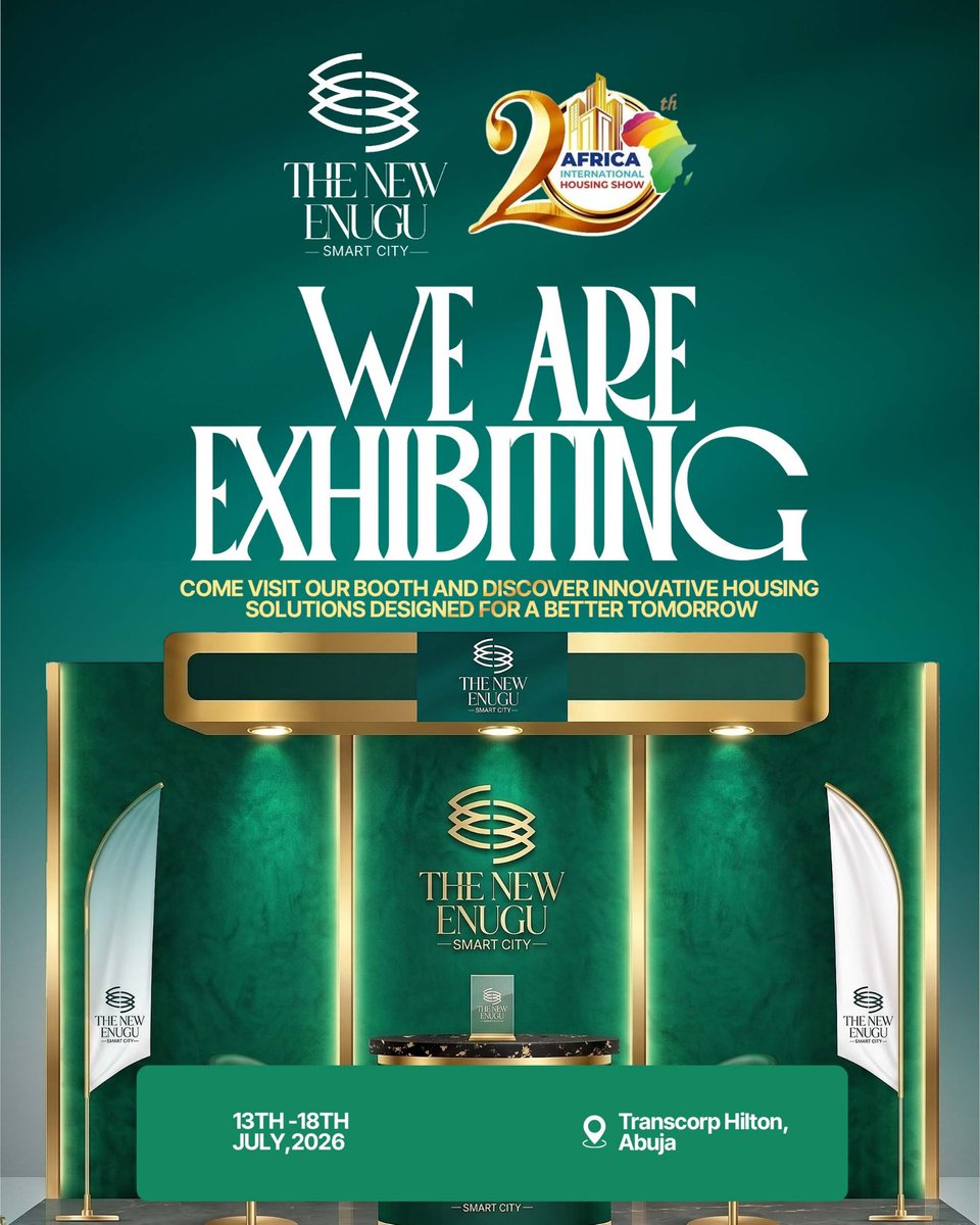 NewEnuguSC's tweet photo. Excited to announce that I'll be attending the African International Housing Show.

Looking forward to engaging with industry leaders, exploring innovative ideas, and connecting with stakeholders shaping the future of real estate, urban development, and smart cities across Africa.

If you'll be there, let's connect and build the future together.

#AIHS #AfricanInternationalHousingShow #RealEstate #SmartCities #Africa