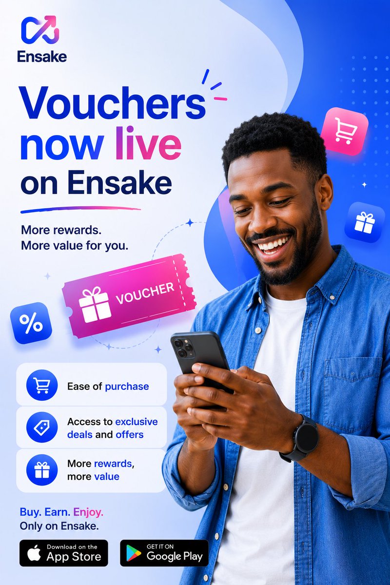 Ensakerewards's tweet photo. 🚀 This week is starting with exciting news! - Vouchers are now LIVE on the Ensake app! 🎉

Shopping just got even more rewarding. https://t.co/c6AVWNInT7