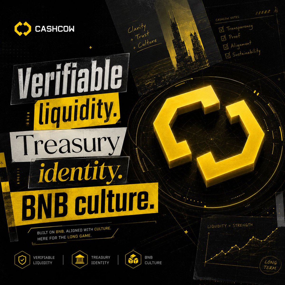CashCow_global's tweet photo. CashCow is designed around a cleaner category idea: 

verifiable liquidity, long-term treasury identity, and BNB-native culture in one brand system.

That is the lane. 🐄🟡

#CashCow #BNB #DeFi https://t.co/nwZ4MMw7vS