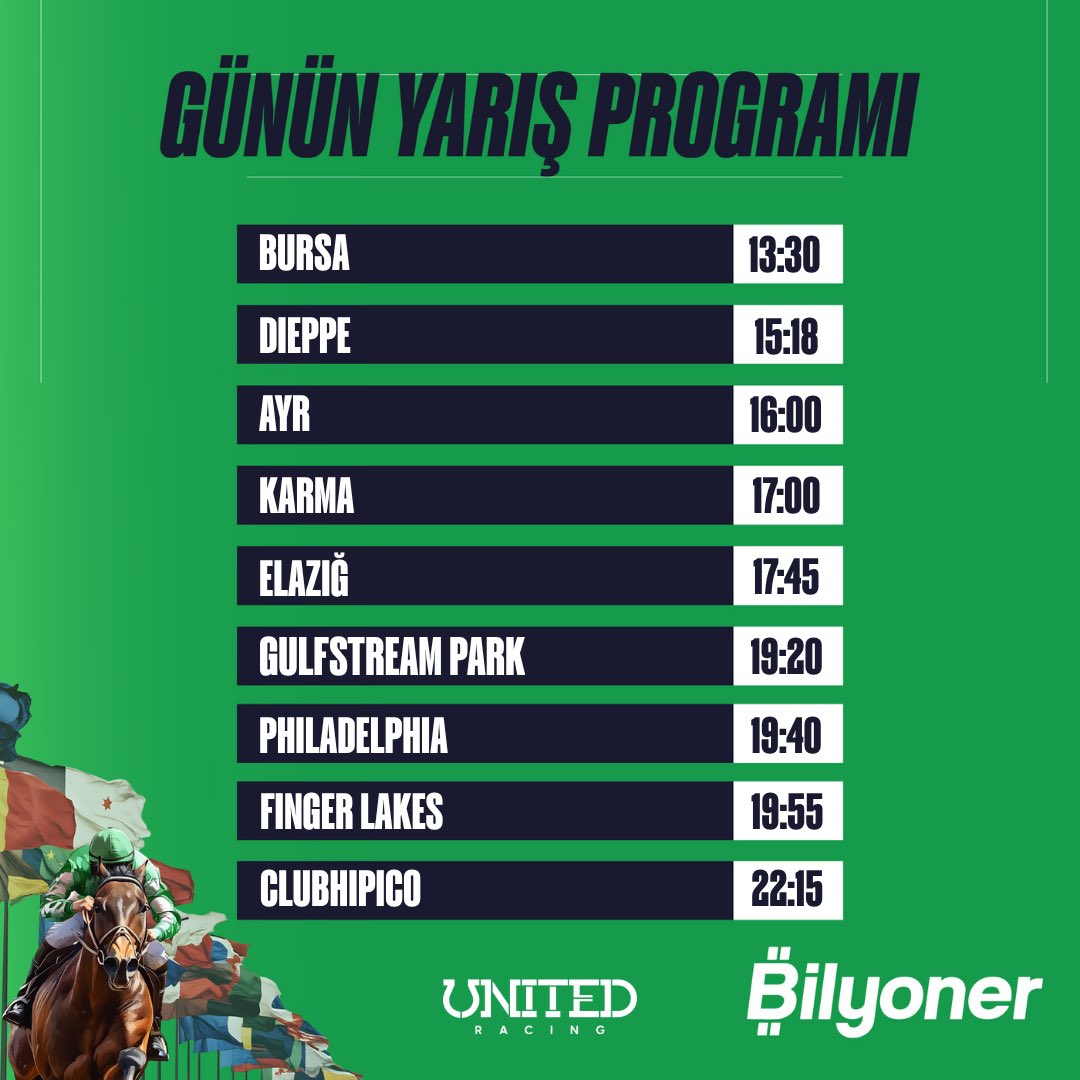 Bilyoner's tweet photo. 🏇 Günün koşularına Bilyoner'de hemen oyna! 💚

📲 https://t.co/l3qJbO5nz4 https://t.co/C4ojYYY1E9