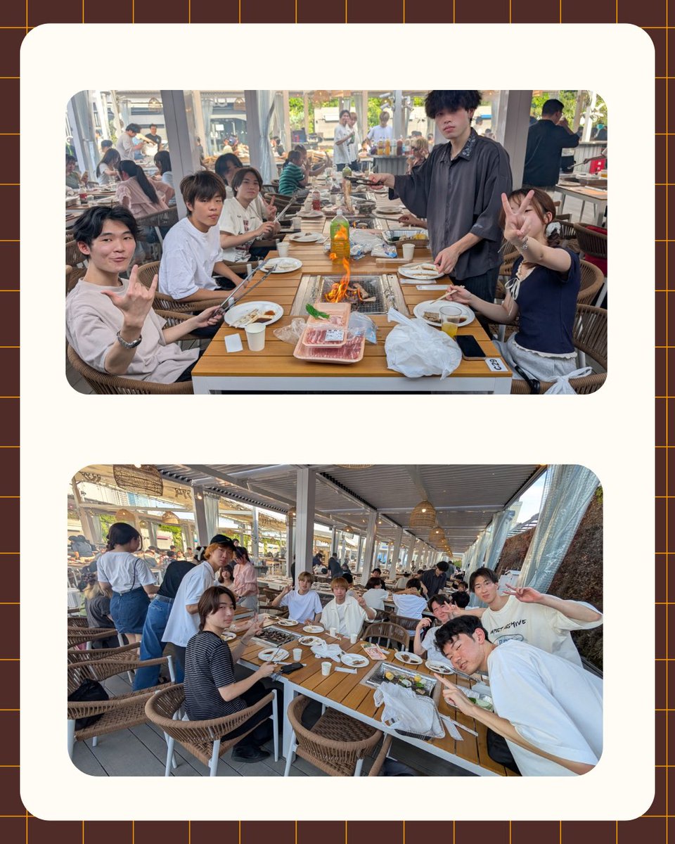 ParkJack3's tweet photo. 7月11日に行われたBBQの様子です！
先輩・後輩関係なくみんながたくさん食べながら楽しく交流を深めていました！
お肉、焼きそば、マシュマロまで、大満足のイベントでした！ https://t.co/CR6P4TGw0D