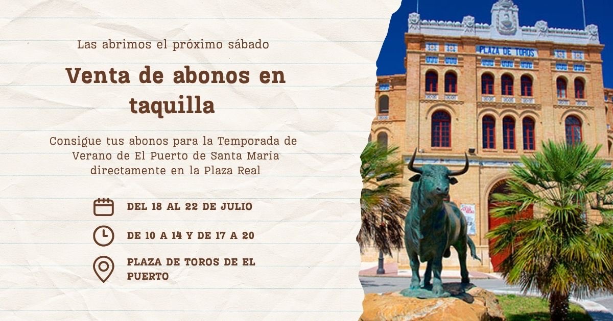 CircuitosToros's tweet photo. Venta de abonos en taquilla‼️

@ElPuerto @GermanBeardo @zunigatoros #ElPuerto https://t.co/TBhbIfVa65