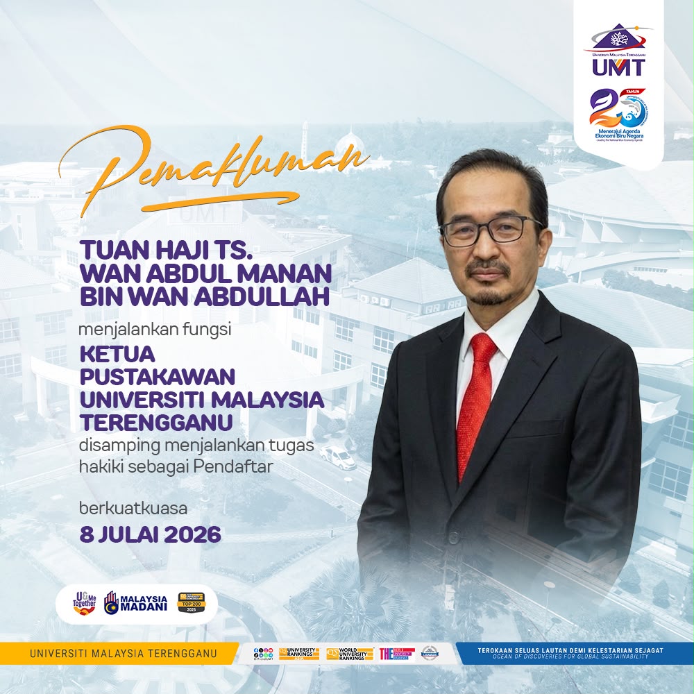 UMT_Official's tweet photo. PEMAKLUMAN URUSAN MENJALANKAN FUNGSI SEBAGAI KETUA PUSTAKAWAN UNIVERSITI MALAYSIA TERENGGANU https://t.co/VGDzIv1ChO