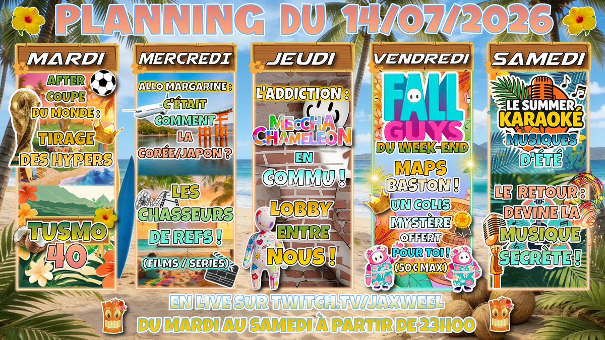 Jaxweel's tweet photo. Planning de la semaine ! https://t.co/dfilDbYfLC