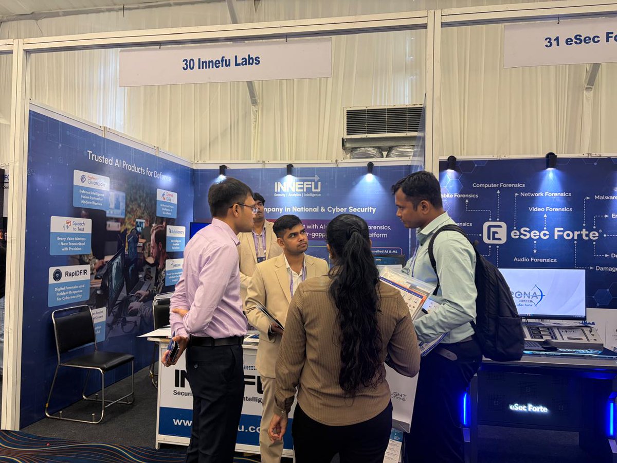 Innefu's tweet photo. Booth 30 is buzzing at NFSU DFEG! Great conversations with digital forensics experts, investigators, and law enforcement professionals on how Sovereign AI is advancing secure, mission-critical operations.

📍 Visit us at Booth 30

#NFSU #DFEG #InnefuLabs #SovereignAI #AI https://t.co/KBHtujfItz