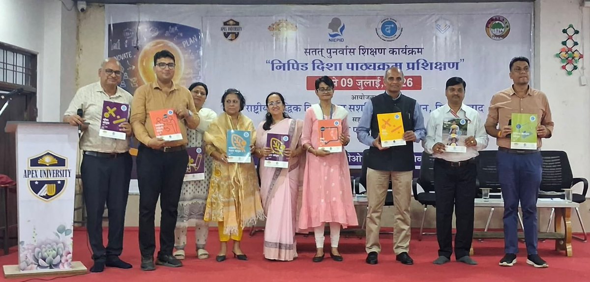 niepidmsecnoida's tweet photo. Under the esteemed leadership of Dr. B. V. Ram Kumar, Director, #NIEPID, NIEPID-MSEC, Noida, in collaboration with PARIVAR, Jaipur, successfully organized a three-day CRE Programme on “Training on NIEPID #DISHA Curriculum” from 7th to 9th July 2026 at Apex University, Jaipur, RJ. https://t.co/st4zBqAiSo
