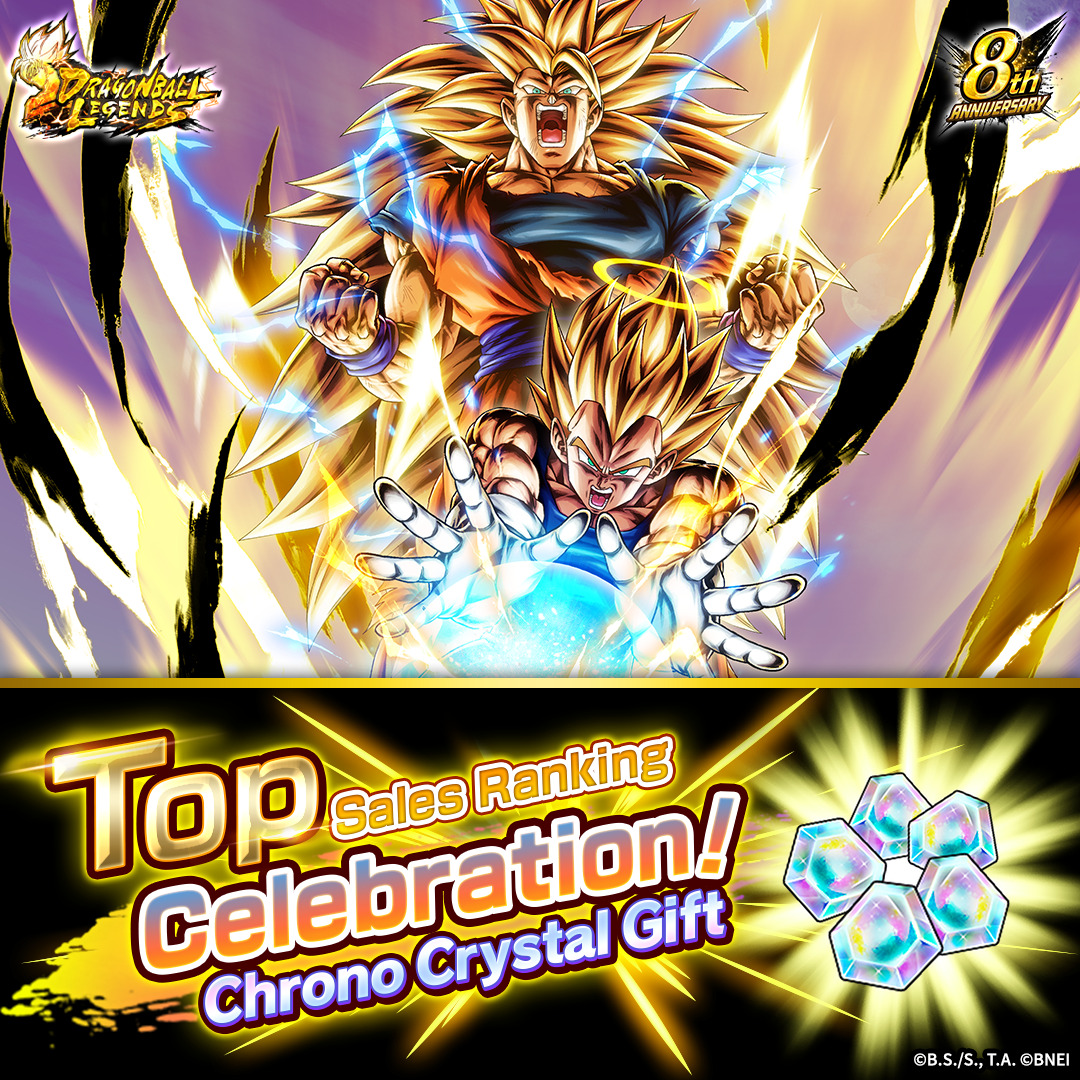 DB_Legends's tweet photo. [#DBLegends Reached No. 1!]

As of 7/9/2026, LEGENDS has reached Number 1 in the store rankings in several countries and regions!

As thanks, we're gifting everyone 1,000 CCs and other awesome items!

Be sure to log in and claim them!

#UnpredictableDBL8th
#DBLegends