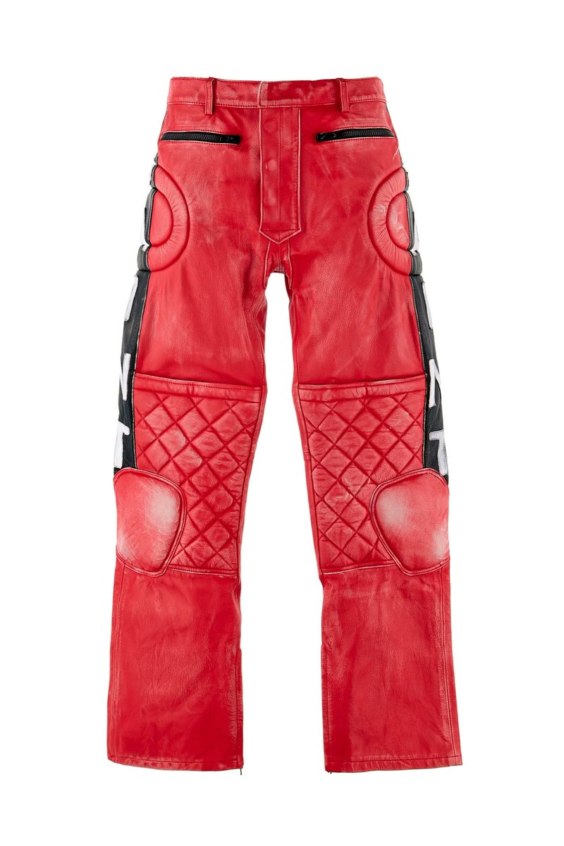 Saint Mxxxxxx FW25 Drop 6 x NaS collab Red Leather Racer Pants