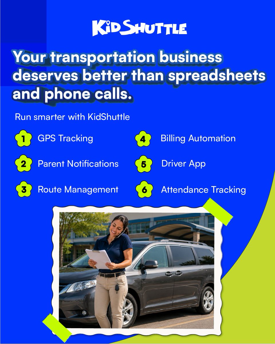 KidShuttleApp's tweet photo. How many spreadsheets &amp; phone calls does it take to run your transportation business?

KidShuttle brings it all together in one place.

GPS Tracking, Route Management, Parent Notifications, Billing Automation, Attendance Tracking, Driver App

 Free Demo : https://t.co/rydjZGxq5r https://t.co/LUZqBAPOw4