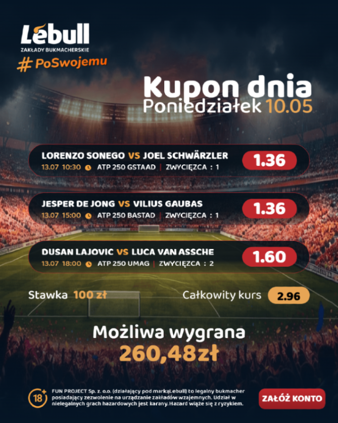 LebullPl's tweet photo. Dopiero co zakończył się niesamowity Wimbledon, ale tenis się nie zatrzymuje. Dziś startują 3 turnieje ATP250 i spokojnie znajdziecie w nich ciekawe propozycje.

Oferta na tenis ➡️ https://t.co/mx3I0odyC9

#tenis #atp #typy https://t.co/mL4kIw2CIt