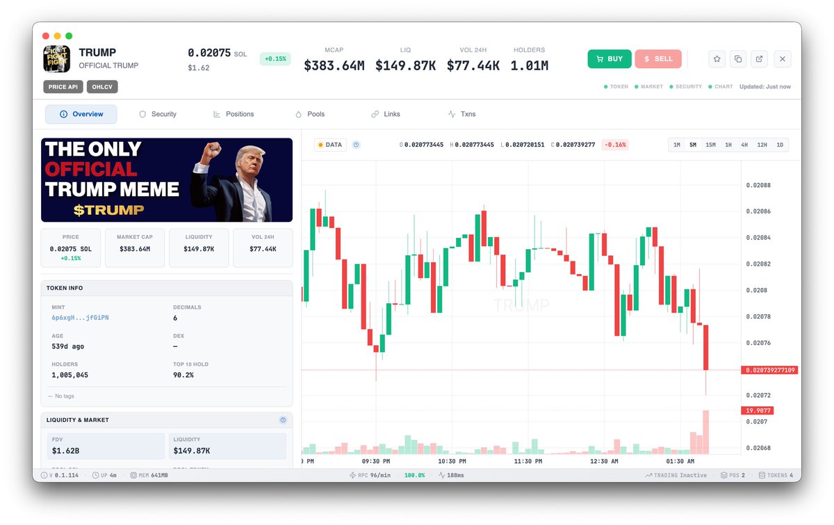screenerbotio's tweet photo. Charts and market data are now deeper, faster and cleaner.
Up to 1,000 candles per timeframe, fixed UTC alignment, better pool resolution, smarter caching and faster loading for 1m, 5m, 15m and 1h.
Which timeframe do you use most?
#DEX #Solana #OHLCV 4/5