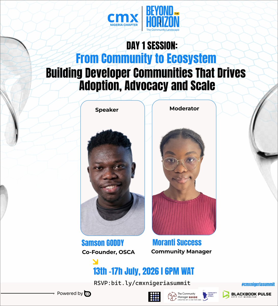 CmxIbadan's tweet photo. Day 1 of #CMXNigeriaSummit! 🚀 

Join us today as we dive into "From Community to Ecosystem: Building Developer Communities That Drive Adoption, Advocacy, and Scale" with the incredible @Samson_Goddy 

Don't miss these actionable insights! 📷🔥

 RSVP: https://t.co/0vSWsPGIL3 https://t.co/Pgc32irqzE