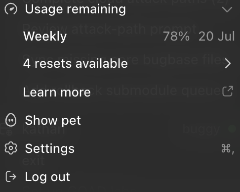 kathandesai3009's tweet photo. Thank you @sama @OpenAI For removing 5h usage limit!
#openai #usage #limit #codex https://t.co/vSLstl760A