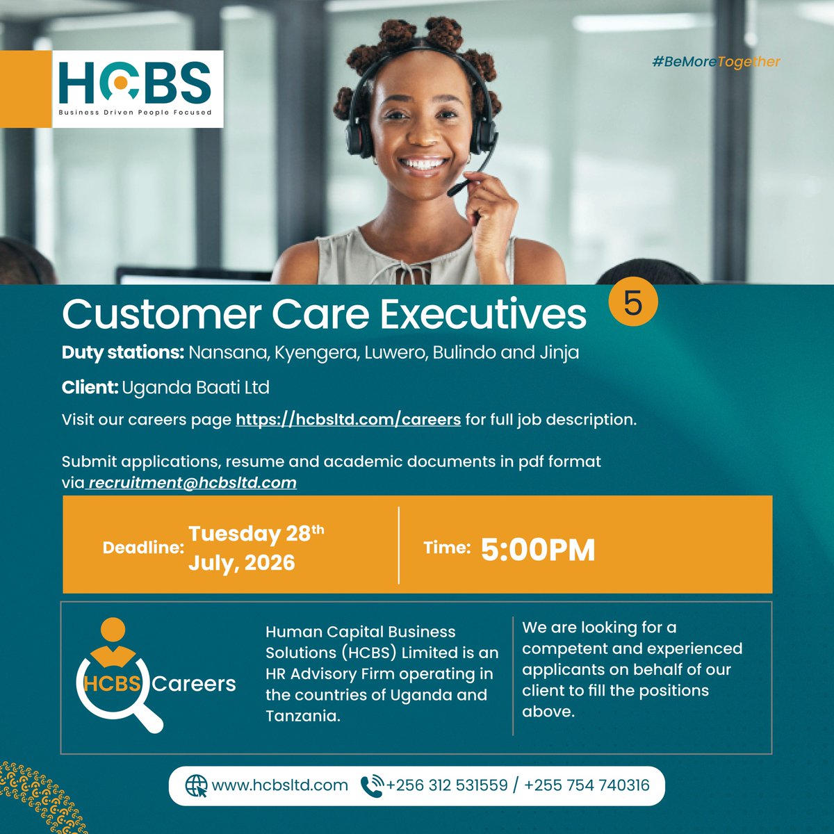hcbsltd's tweet photo. #HCBSCareers: We are seeking dynamic and dedicated Customer Care Executives passionate about customer service and creating great customer experiences.

Apply here ⇢ https://t.co/etxnk4ABkD https://t.co/m5uYSrU52e
