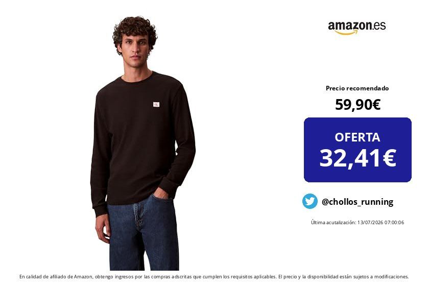 chollos_running's tweet photo. ❌ Precio recomendado: 59,90 € 
💶 OFERTA: 32,41 € (-46%)

✅ Cómpralo aquí 👉 https://t.co/ikYiF1Ys7V

Calvin Klein Camiseta de Manga Larga Hombre Waffle Badge tee con Cuello Redondo, Negro (Black), M

 #ropadeportiva #roparunning https://t.co/PAY0z5AtuS