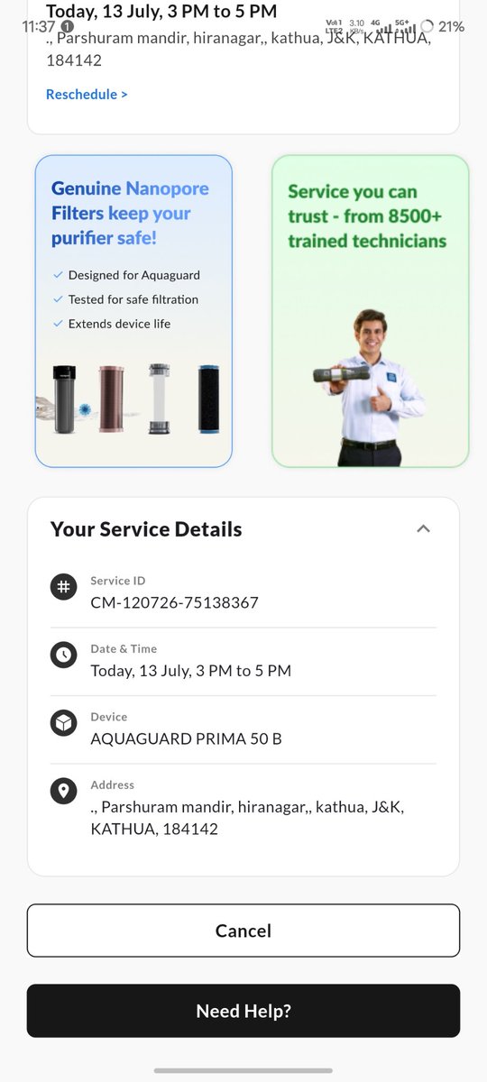 Mukulg_9's tweet photo. @EurekaforbesIN RO is not working and the assigned technician is not picking up  This delay is causing serious inconvenience as we are providing drinking water for Amarnath Yatra pilgrims the RO is essential for safe waterPlease arrange immediate service&amp; resolve issue urgently https://t.co/DKNSB43VcK