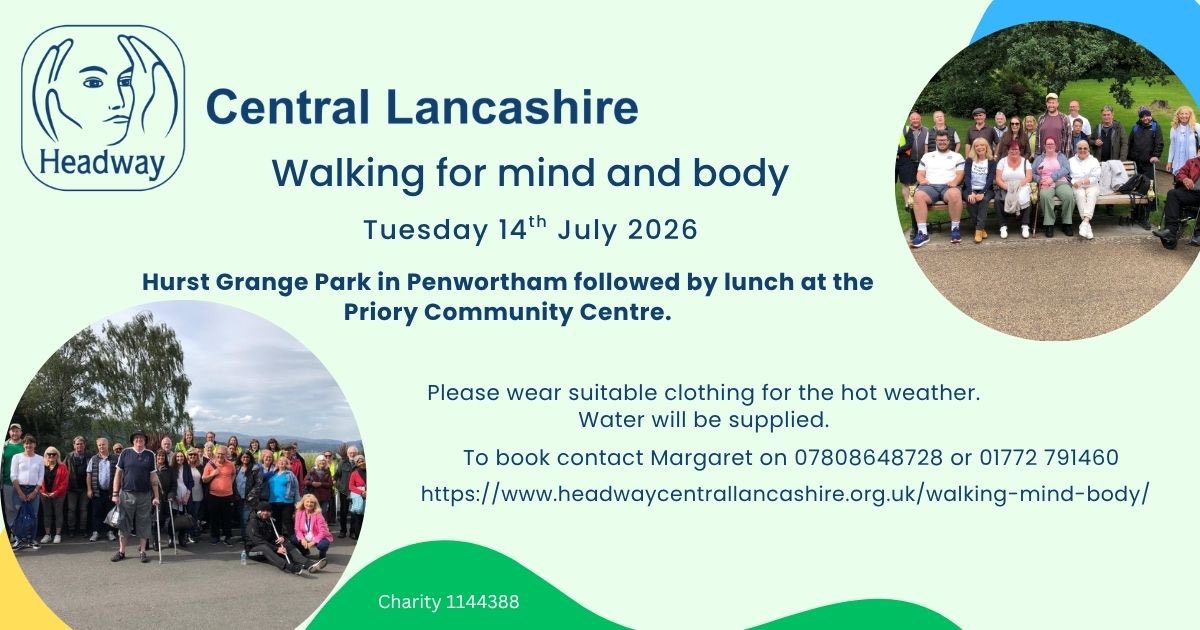 HeadwayCL's tweet photo. Gentle Walk &amp; Light Lunch – Tuesday 14th July
This walk is fully accessible. If you require assistance, please bring someone along to support you.
To book your place, please contact the Headway office on 01772 791460 or Margaret on 07808 648728.
We look forward to seeing you! https://t.co/jL8349kH3O