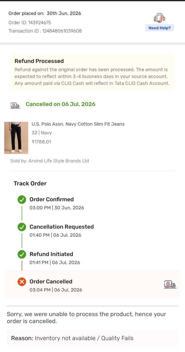 __mrwick__'s tweet photo. @TataCLiQCare Hello @TataCLiQCare , there is an option for the seller to mark the item as our of stock if there is no inventory. Hope they are given the training to do so. I've lost my coupon code again, and do not meet the minimum order value to use the coupon since other items are delivered. https://t.co/4s8sANuQxa