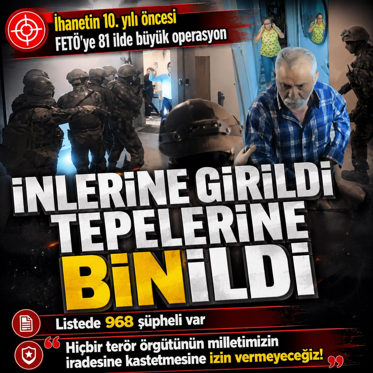 takvim's tweet photo. 81 ilde FETÖ'ye büyük operasyon: Listede 968 şüpheli var! "Hiçbir terör örgütünün milletimizin iradesine kastetmesine asla izin vermeyeceğiz"

https://t.co/kmBjWB8FuC https://t.co/bxBOyluO5R