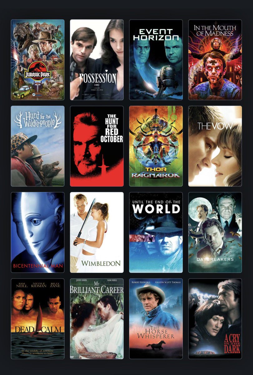LifeIsAFilmFest's tweet photo. RIP Sam Neill. Here is where some of his films and series are streaming:

Jurassic Park - VOD
Possession - Shudder, Criterion Channel
Event Horizon - VOD
In the Mouth of Madness - Tubi
NETFLIX: Peaky Blinders, Jurassic World Dominion, The Vow, Untamed
TUBI: The Hunt for the Red October, Dead Calm, The Hunter, Merlin, Sweet Country, Doctor Zhivago (2002), Rams, Irresistible, Ivanhoe, Attack Force Z, Enigma, Skin, United Passions, The Triangle, In Cold Blood, Molokai
PRIME VIDEO: Hunt for the Wilderpeople, Wimbledon, Daybreakers, The Tudors, The Portable Door, Blackbird, Sirens, Ride Like a Girl, Bring Him to Me, To the Ends of the Earth, Tommy’s Honour
CRITERION CHANNEL: Until the End of the World, My Brilliant Career
DISNEY+: Thor: Ragnarok, Thor: Love and Thunder
VOD: Jurassic Park III, Bicentennial Man, Escape Plan, And Then There Were None, Memoirs of an Invisible Man, Omen III: The Final Conflict, The Horse Whisperer, The Jungle Book, Snow White: A Tale of Terror, Sleeping Dogs, Backtrack, Restoration, The Daughter, Dean Spanley, Sweet Revenge, Palm Beach
PEACOCK: Apples Never Fall
PARAMOUNT+: The Commuter, Assassin Club
AMC+: Little Fish, In Her Skin
YOUTUBE FREE: A Cry in the Dark
ROKU CHANNEL: A Long Way Down, The Adventurer: The Curse of the Midas Box
MGM+: The Good Wife (1987)

The Piano is currently not available to stream.