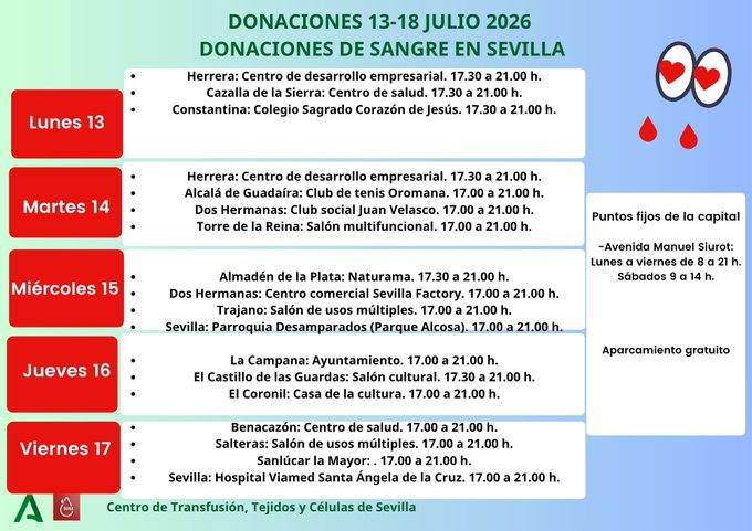 DonanteSangreSe's tweet photo. #Donasangre #Donavida @HospitalUVRocio @HUVMacarena @coordtxSevHuelv @donantessevilla @RICOMSevilla @ICOESevilla @Ayto_Sevilla @DIPUSEVI https://t.co/TcDw8EtYnK