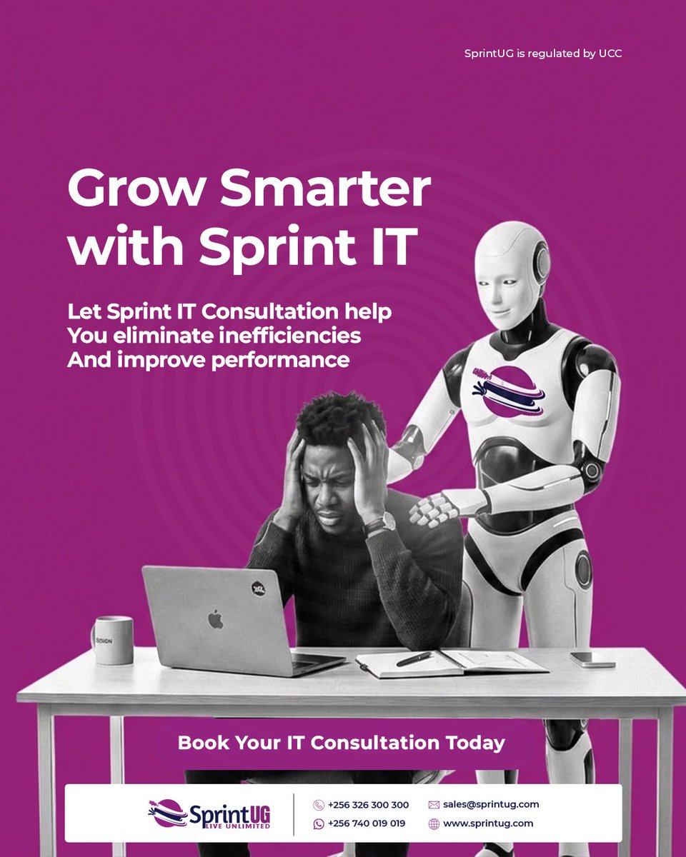 SprintUg's tweet photo. Don't let Monday inefficiencies stress you out. 

Sprint IT Consultation is ready to step in, eliminate bottlenecks, and get your week running at peak performance. 🚀 

Let's make this your most productive week yet.
Book your consultation today:https://t.co/aOgSoSdczN

#MondayMotivation #SprintIT #ITSupport #UgandaTech #ProductivityHacks #BusinessGrowth #techsolutions