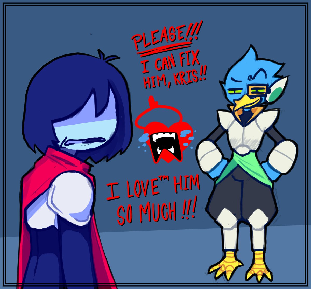 ArtNekuz's tweet photo. I've been playing deltarune for the first time (I'm at ch2), and I love Berdly so much,,,,,,,,,,,,
#deltarune https://t.co/R4obAEFwYr