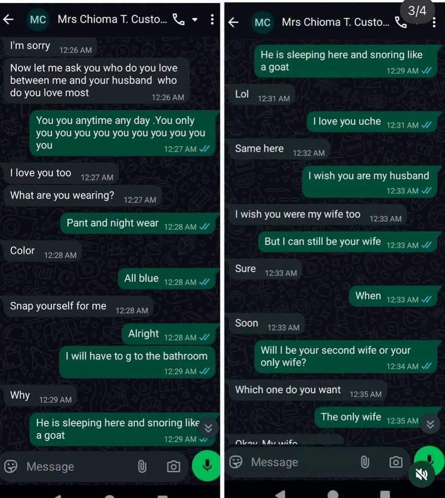Olayemiesan's tweet photo. Purported conversation between a married woman and her married lover goes viral
Me: Why are you all living married in a sinful adultery act? Must you marry? https://t.co/mtYkzhXFUx
