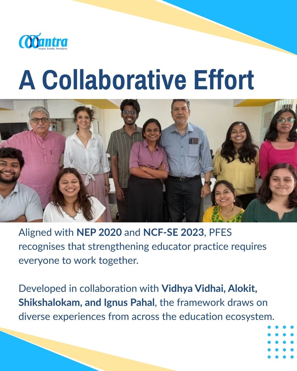mantra4change's tweet photo. Over 4 months, educators, practitioners, &amp; education leaders came together to challenge assumptions, learn from one another, &amp; build a framework grounded in the realities of India's public education system. What do you think makes an educator development framework truly useful? https://t.co/vHzTegj9Lp