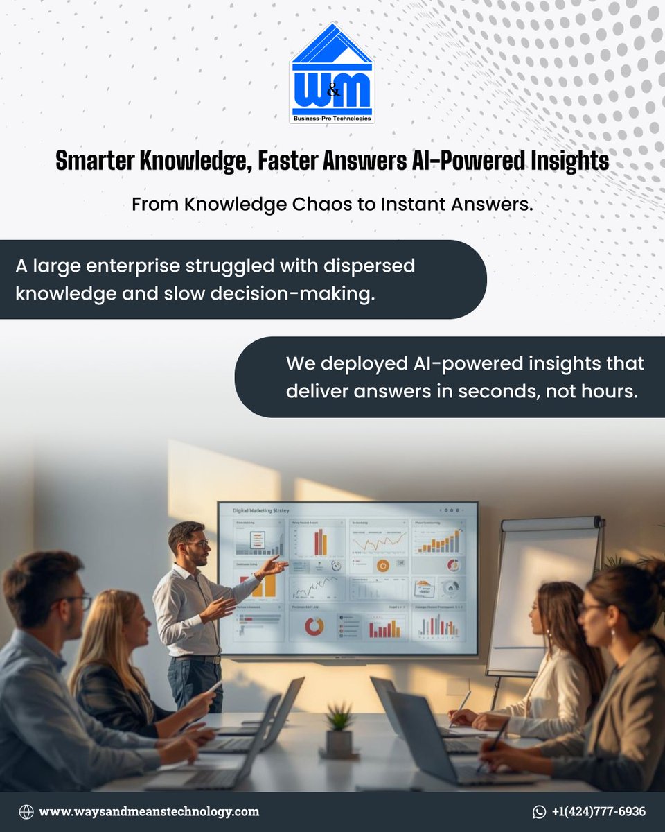 WMTechnology's tweet photo. No more digging through docs.
We used AI to make knowledge flow automatically.
Fast answers. Smarter workflows.
#WMTechnology #AIKnowledge #SmartDocs https://t.co/IQvoMVaeCb