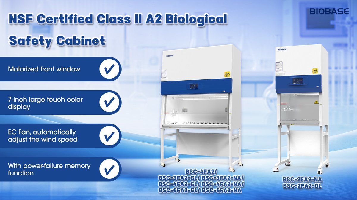 VikaSunBiobase's tweet photo. NSF Certified Class II A2 Biological Safety Cabinet BIOBASE
#BiologicalSafetyCabinet #ClassIIA2BSC #LabSafetyEquipment #MicrobiologyLab #CellCultureLab #BIOBASE #LaboratoryInstrument #MedicalLab #LabSupplier
Email: Sales100@biobase.world
WhatsApp/Wechat :+86 15662659136 https://t.co/i4bfbwM1Re