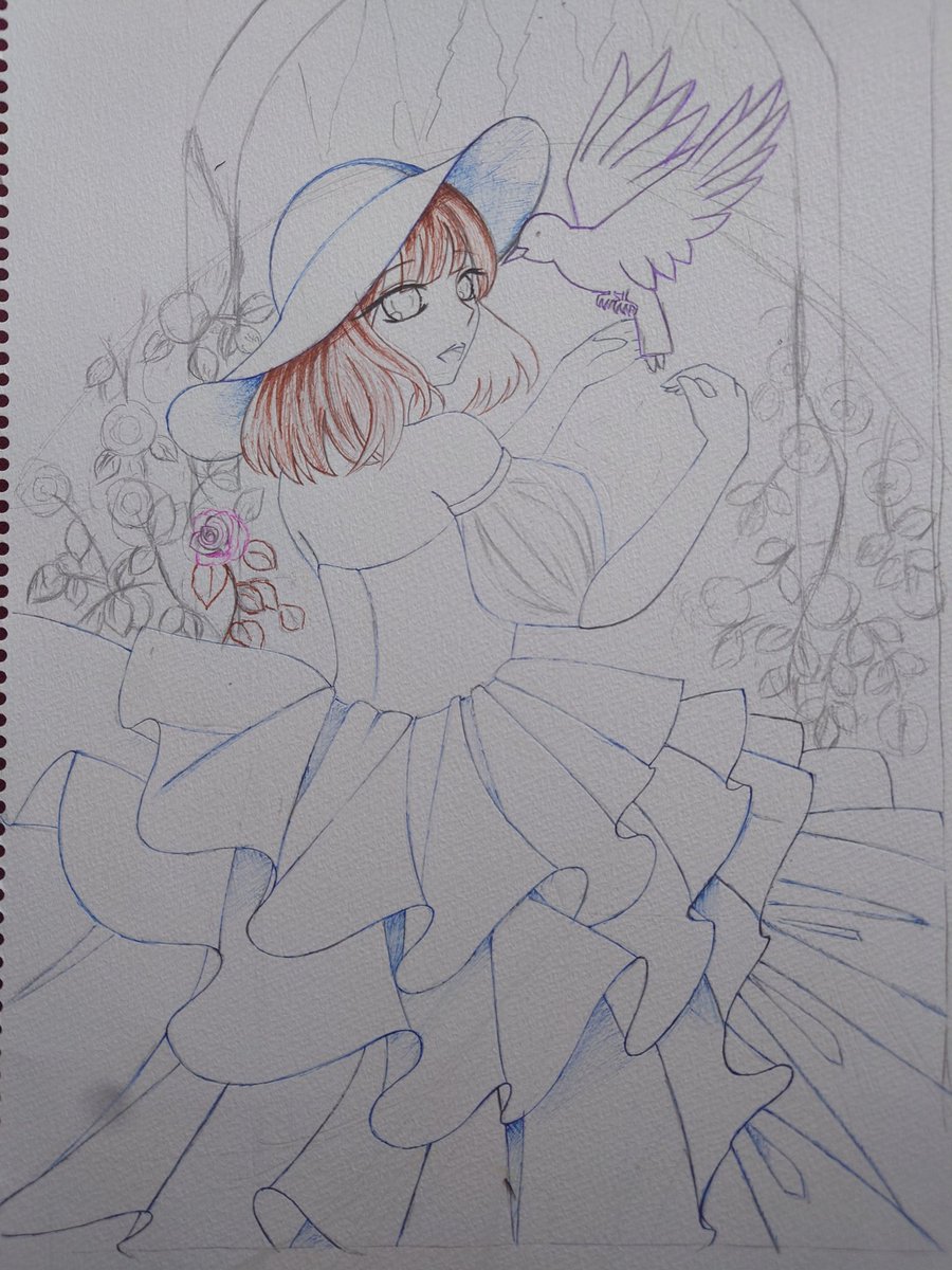 NagatukiAoi96's tweet photo. アナログで描いてみたいなと、思ってラフ画を描いて、それをもとにクリスタで下絵を描いて、それを印刷してきてから線画を描いてる。

絵を描くのって楽しいね。
#下絵 https://t.co/aezDVHEN1Y