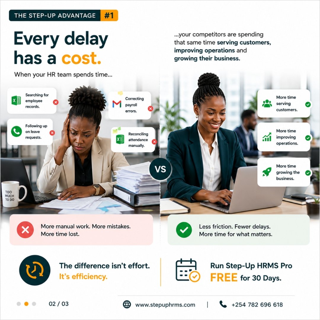 Stepup_HRMS's tweet photo. Build a workplace where efficiency becomes your competitive advantage.
Start your FREE 30-day Step-Up HRMS Pro trial today.
https://t.co/AqX04Hs4rf
+254 782 696 618
#TheStepUpAdvantage #StepUpHRMS #HRMS #BusinessGrowth #Leadership #PayrollManagement #HRTechnology https://t.co/3ymtAjbreD