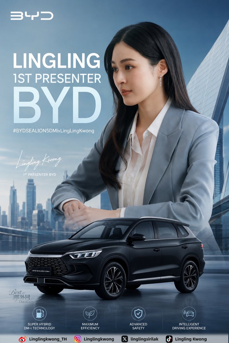 pibbep635's tweet photo. ~ The glamorous Lingling Kwong beautifully represents stylish BYD's ocean aesthetics design ~
Lingling and BYD are a perfect match! 🎀 [625028]

LINGLING 1ST PRESENTER BYD
#BYDSEALION5DMixLingLingKwong
#Linglingkwong #หลิงหลิงคอง‌
@linglingsirilak https://t.co/5gqFdvFDnN
