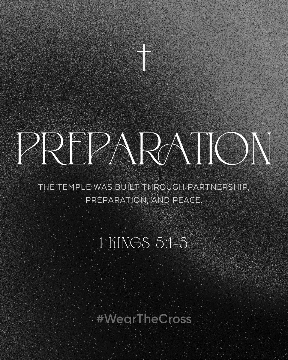 WearTheCross's tweet photo. † PREPARATION †

The temple was built through partnership, preparation, and peace. – 1 Kings 5:1–5

#WearTheCross #1Kings5
#Faith #God #Christian #TheCross #Grace #Love #Forgiveness #Jesus #JesusLovesYou #Believers #Mercy #GodsPlan https://t.co/E4tcVj7nw6