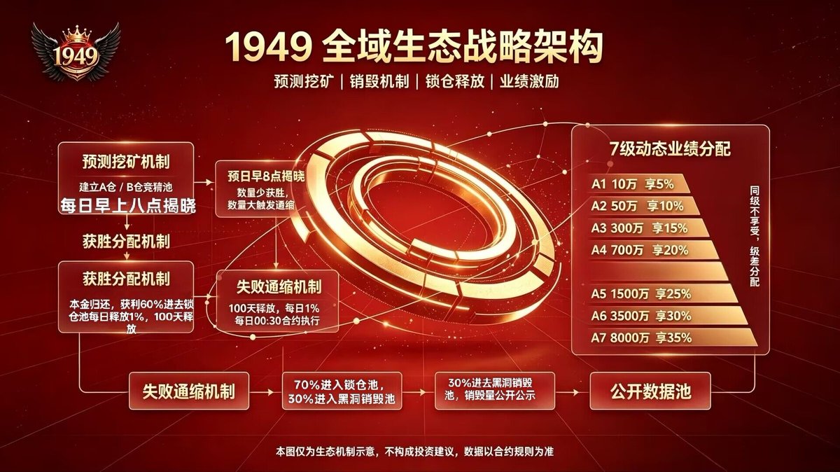 BSCLongMarch's tweet photo. 1949全域生态：1. 智能预测挖矿 · 稳态复利机制2. 阶梯裂变业绩 · 高速增量赋能3. 资本稳健布局 · 透明价值回报 https://t.co/9nWzlyVVV7