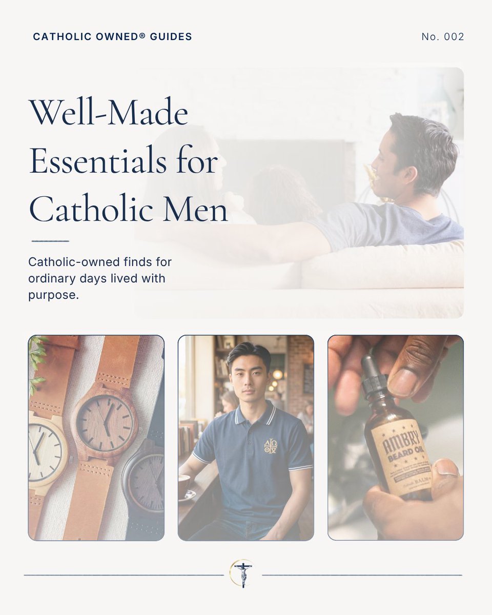CatholicOwned_'s tweet photo. New Catholic Owned® Guide:
Well-Made Essentials for Catholic Men

Coffee, Catholic apparel, natural grooming, a personalized watch, a Saint Joseph rosary, and more for the man living his faith every day.

Shop the complete Guide in one cart, where shipping's always free:
https://t.co/VwSXLBlSL5

@CatholicBalmCo 
@joehenkels