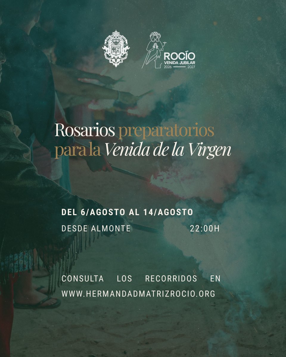 hdadmatrizrocio's tweet photo. VENIDA | Almonte se prepara también desde la oración para la llegada de su Patrona.

Del 6 al 14 de agosto, a las 22:00 horas, nuestro Simpecado recorrerá cada noche un itinerario diferente durante el rezo de los Rosarios previos a la Venida de la Virgen, acompañado por los sones de la Escuela de Tamborileros.

Como novedad, algunos partirán desde las capillas de las hermandades de penitencia de Almonte.

Consulta todos los recorridos: https://t.co/8SKcSx5xH5

#MatrizDeAlmonte #VenidaRocío26