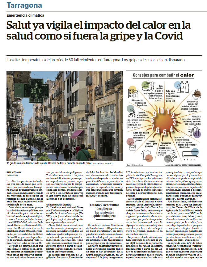 CAMFiC's tweet photo. ▶️Salut ja vigila l’impacte de la calor en la salut com si fos la grip i la Covid via @diaridtarragona 

🗣️Jordi Daniel, metge de família i membre de CAMFiC, alerta "Ens preocupen aquelles persones que estan de vacances i no són conscients de les condicions extremes de calor." https://t.co/LIpDqohT05