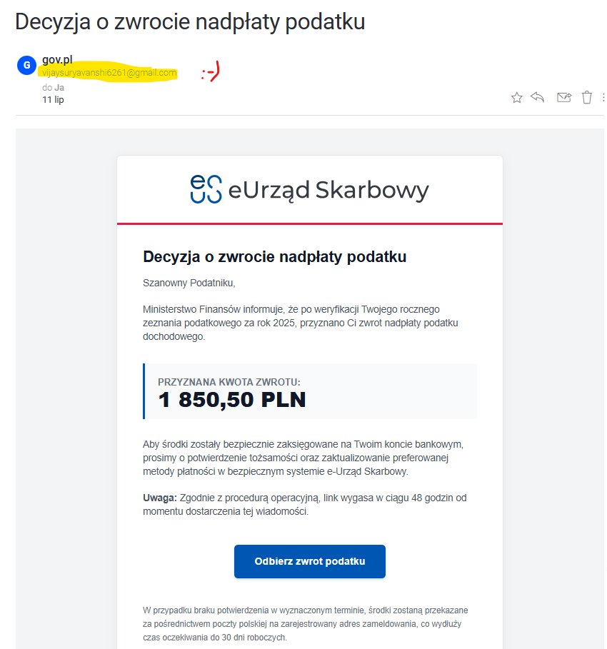 piatkosia's tweet photo. Ehh, znowu próbują mnie oszukać;P 
Do podatku to ja po rozliczeniu niestety musiałam jeszcze dopłacić. Nawet im się nie chciało maila zaspoofować https://t.co/1Kb1EGll2m