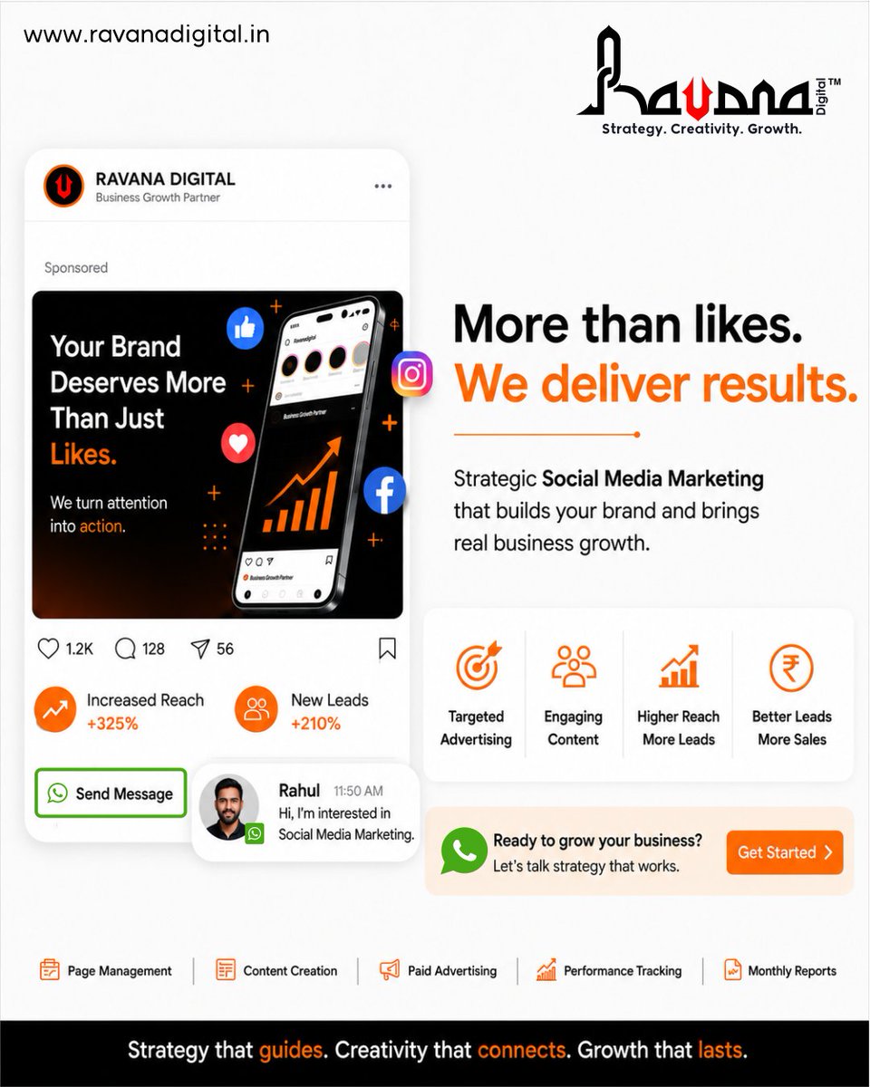 RavanaDigital's tweet photo. Stop asking, "How many likes?" Start asking, "How many customers?" We help businesses attract the right audience, build trust, and generate real leads through strategic marketing. #RavanaDigital #BusinessGrowth https://t.co/M6OGNpLDpE
