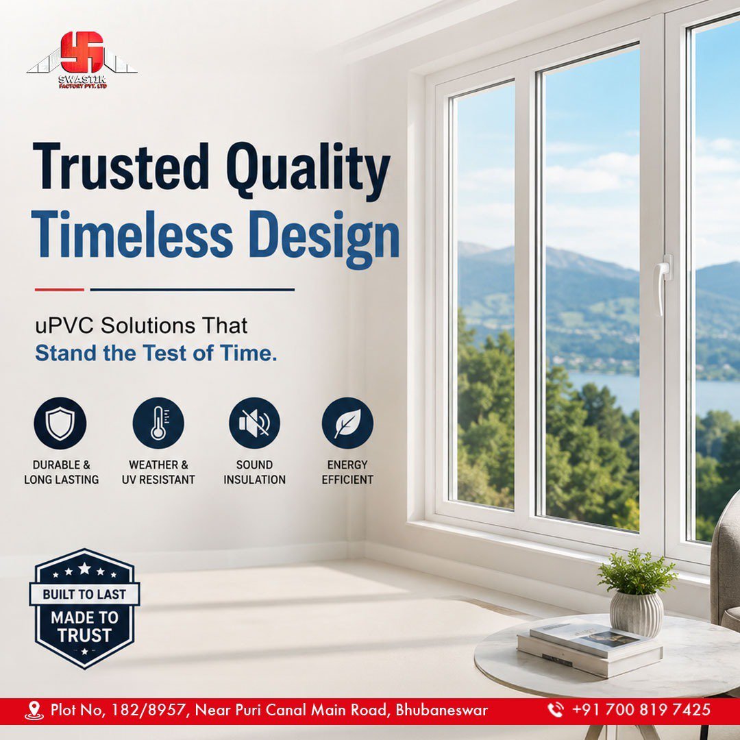 swastikfactory's tweet photo. A better home starts with better windows.π»
Choose Swastik Factory uPVC Windows for lasting comfort and performance.
π 182/8957,Puri Canal Main Road, BBSR
π 700 819 7425
#uPVCWindows #CleanDesign #WindowVibes #SwastikFactory https://t.co/NTcntzS3jR