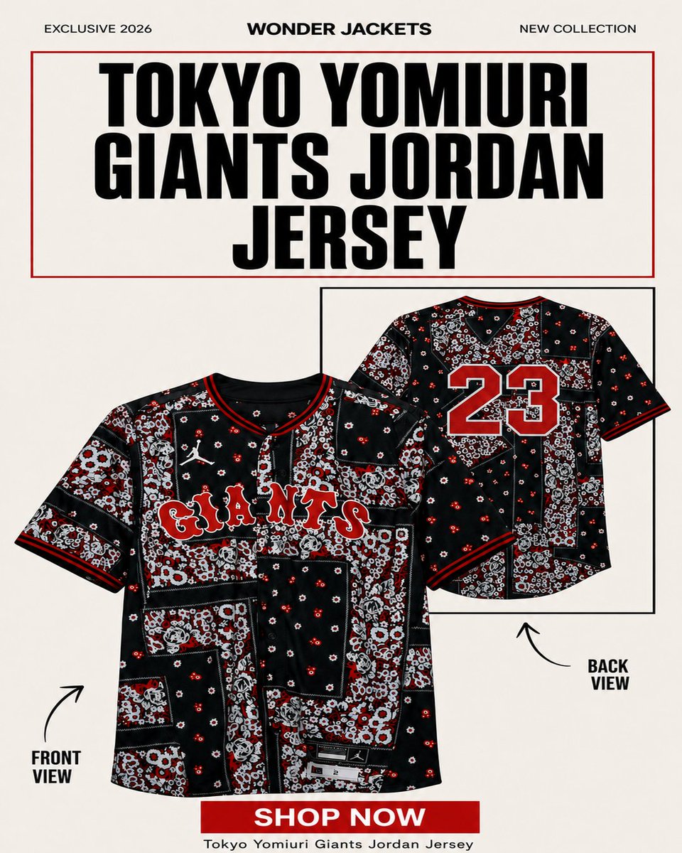 wonder_jackets's tweet photo. ⚾ Elevate your game-day style with the Tokyo Yomiuri Giants Jordan Jersey. Premium comfort, iconic baseball heritage, and Jordan-inspired design in one standout jersey.

#YomiuriGiants #JordanJersey #Baseball #Sportswear #wonderjackets https://t.co/S9CYRMskHS