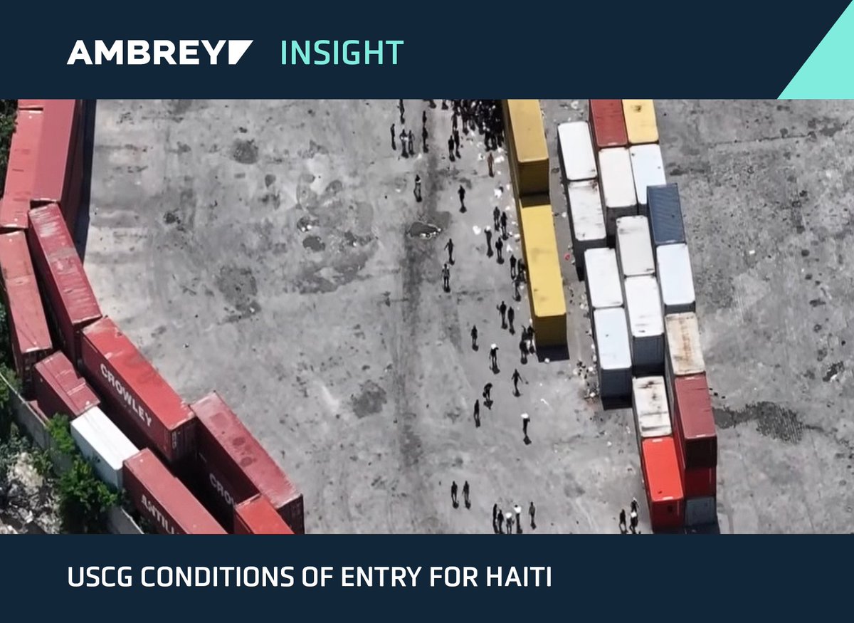 AmbreyRM's tweet photo. The USCG's new Conditions of Entry for vessels calling Haiti reflect a wider shift in maritime security, where the broader security environment is increasingly shaping compliance requirements.

🔗 https://t.co/XcAmmCW6rT
#MaritimeSecurity #Shipping #Haiti #USCG https://t.co/3dyeGNNqUy
