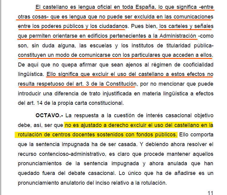 AEBCatalunya's tweet photo. ⭕️El T. Supremo nos da la razón: excluir el castellano de la rotulación incide negativamente sobre su condición de lengua vehicular de la enseñanza y vulnera el art.27 de Constitución
Las instalaciones del centro son  "escenario"  de la actividad educativa y forman parte de ella https://t.co/MYFLBKSJTl
