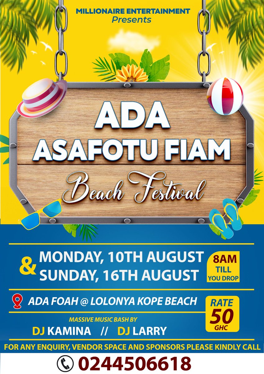 MadridistaBene's tweet photo. Ada Asafotufiami is about to be lit! 🔥🌊 Don’t miss the biggest beach party at Lolonya Kope Beach. See you there! 🎉 https://t.co/GfNcGxSGfW