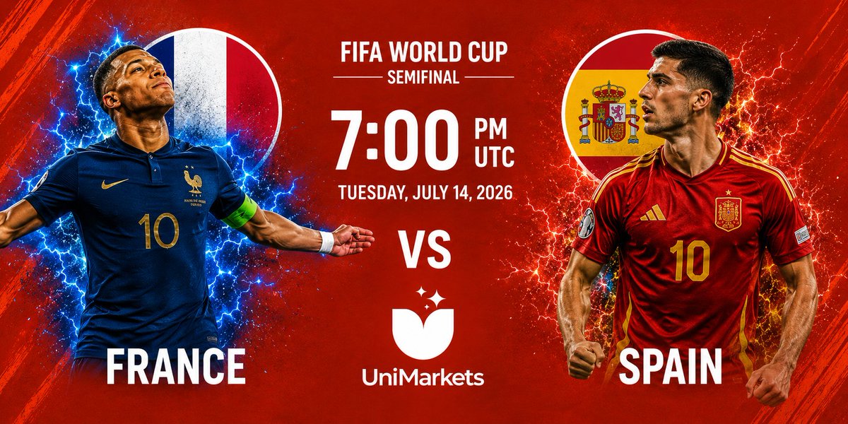 unimarketsdotio's tweet photo. $400 to the person who predicts the exact score  

France Vs Spain https://t.co/33PsGmO11z