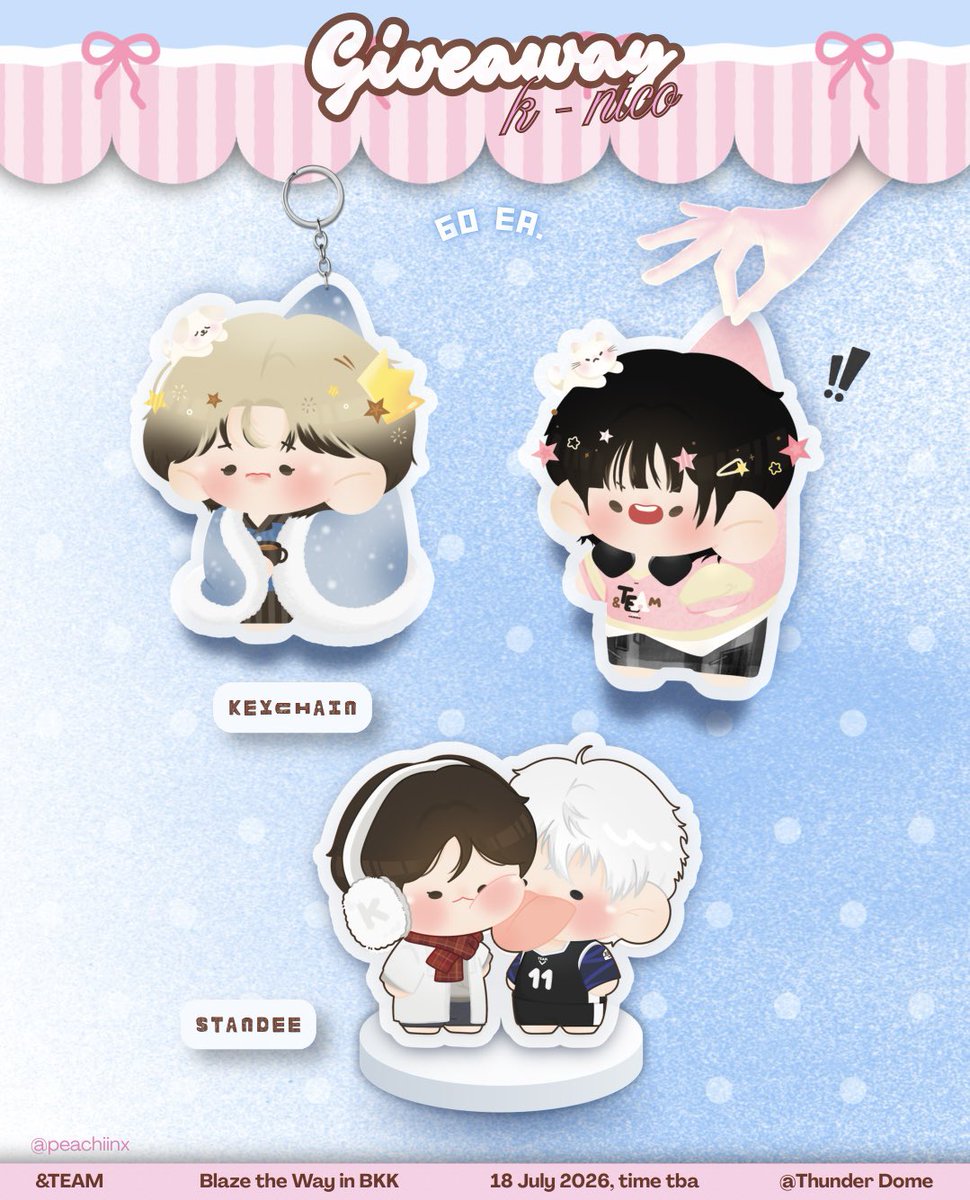 peachiinx's tweet photo. pls kindly rt - ̗̀𖤐

freebies for #BLAZETHEWAY_BANGKOK 
 
only 60 ea
    •   keychain (k & nini)
    •   standee (k x nagi)

date: 2026.07.18

💖 rt & show this tweet
more freebies will be announced soon
please stay tuned 𛰙᭜𖫴𖫰𖫱𖫳𖫲𖫲𖫳𖫴𖫰𖫱꛰ ᭜𖫴𖫰𖫱𖫳𖫲𖫲𖫳𖫴𖫰𖫱꛰ʕᨦ
#หมาป่ามาไทย
