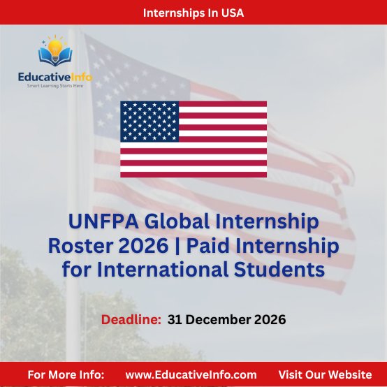 educativeinfos's tweet photo. UNFPA Global Internship Roster 2026 | Paid Internship for International Students
https://t.co/bVP4BZBNHY
#educativeinfo #internship #usa #fullyfunded #internationalstudent https://t.co/2pxZO198Vp